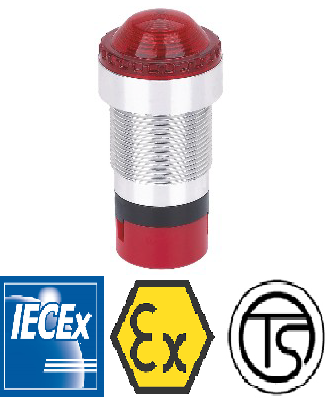 HL0107-系列耐壓(隔爆)防爆指示燈(板後) (ⅡC、tD)TS防爆認證、IECEx國際認證、ATEX歐洲認證